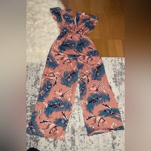 Floral Elegance Jumpsuit in Coral and Teal